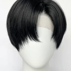 Jet Black Straight Lace Front Synthetic Men's Wig