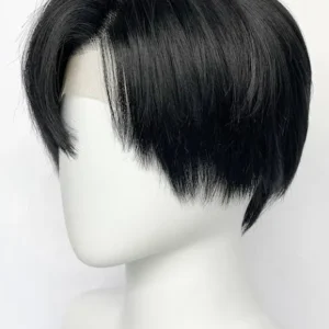 Jet Black Straight Lace Front Synthetic Men's Wig